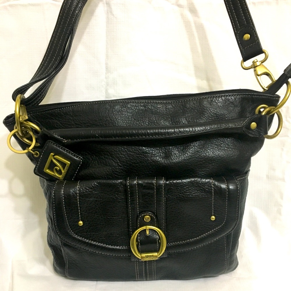 Black Leather Stone Mountain Handbag